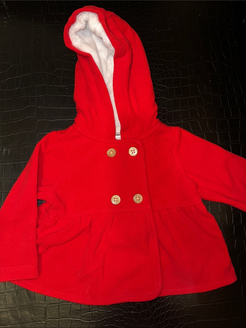 Carter's Bright Red Hooded Double-Breasted Pea Coat